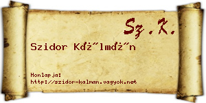 Szidor Kálmán névjegykártya